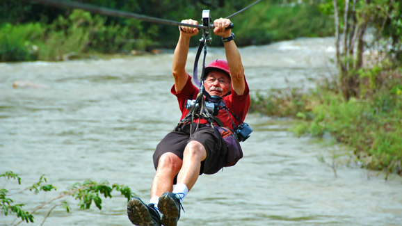 Man Zip-lining