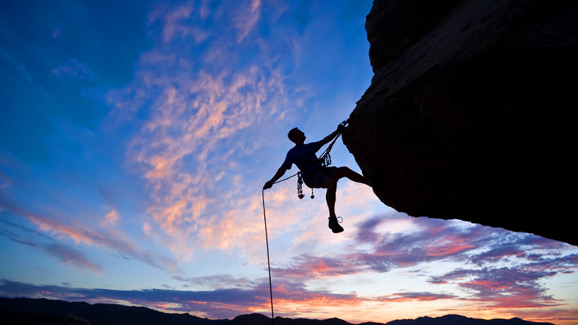 Silhouette of a Rock Climber