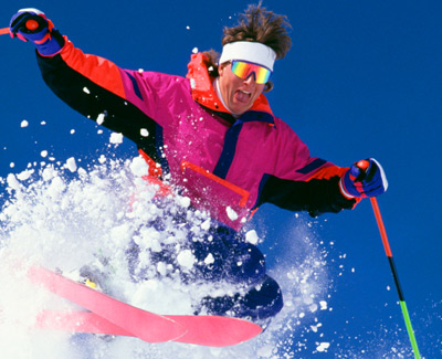 Skier in Neon Pink Jacker