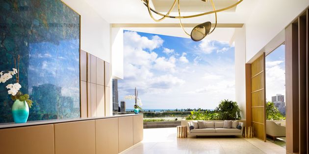 Guest room, 1 King bed, 1 sofa bed, ocean view, at The Ritz-Carlton Residences, Waikiki Beach